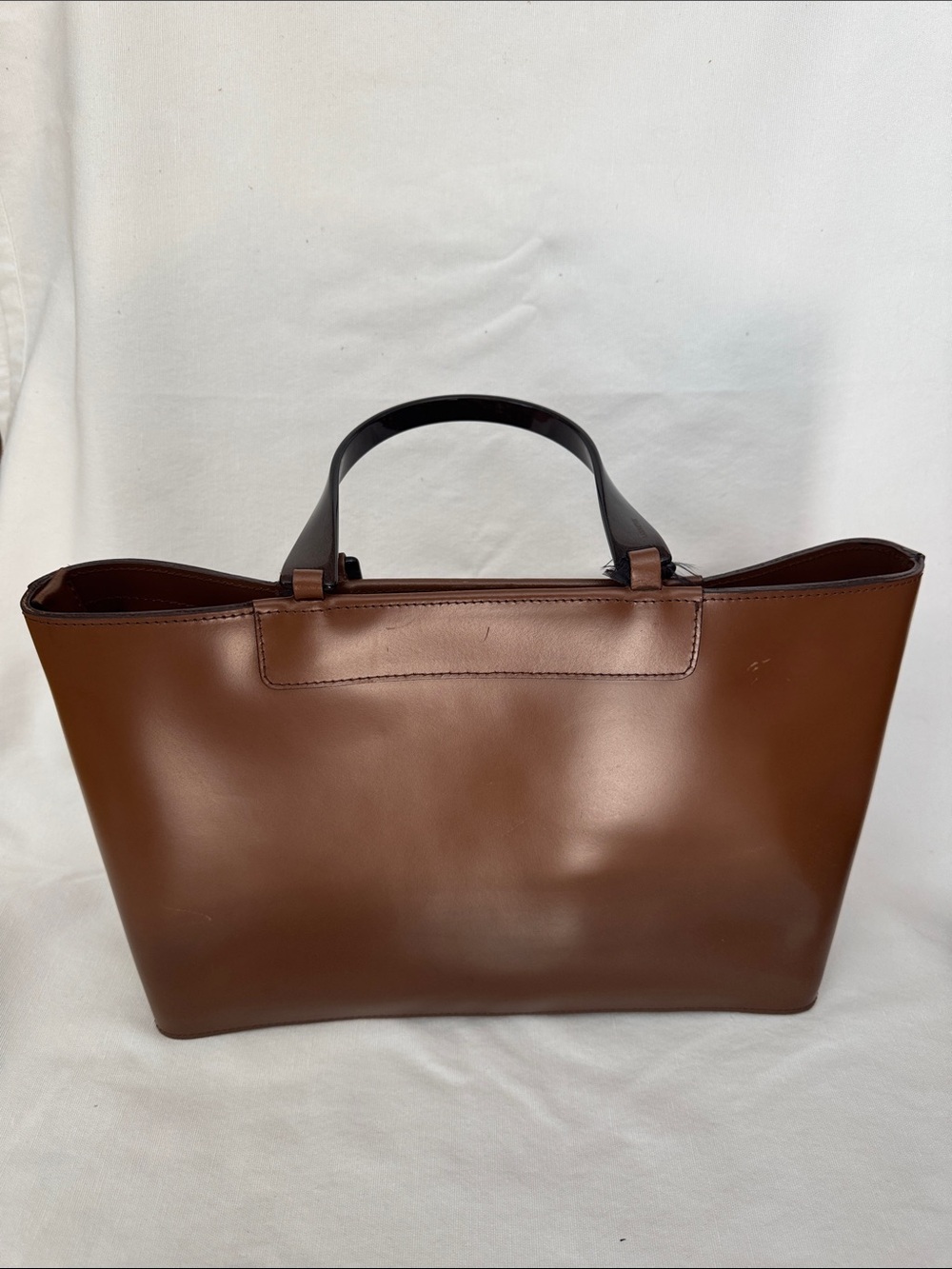 LAMARTHE Brown Leather Tote with Dual Top Handles - Picture 3 of 5